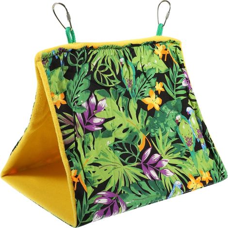 Comfortable and Elegant Triangular Hanging Hammock for Parrots in Green Fabric for Bird Cage and Room Door (1/5)