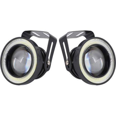 Lot de 2 feux antibrouillard ronds à LED blancs de 7,6 cm (3 pouces) pour voiture, style « angel eye », haute luminosité, alimentation 12 V CC, étanchéité IP65. (1/3)