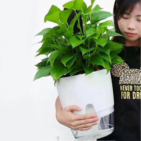 2-lagiger hängender Wandpflanzkorb aus Kunststoff mit Selbstbewässerung, Blumentopf, Vase, Wasserbehälter, Blumenständer aus Kunststoff (1/4)
