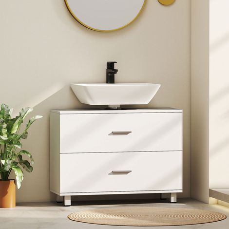 Mobiletto sottolavabo moderno con 2 cassetti per lavabo senza colonna, 80x30x60 cm, bianco.