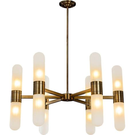 Chandelier élégant en bronze pour salon - Bronze et blanc (1/2)