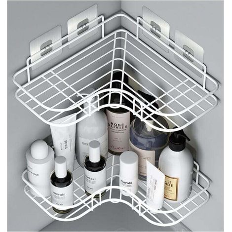 Handmade kitchen wall storage shelf, white corner shelf - 2 [multiple 4 stickers] (1/5)