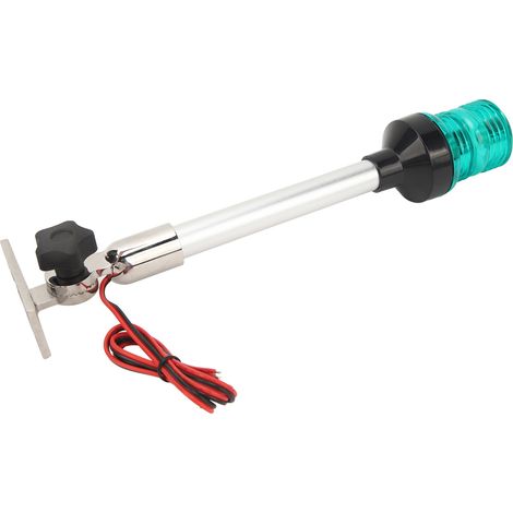 Feu de poupe rabattable à LED de 30 cm (12 pouces), éclairage panoramique à 360°, base en acier inoxydable 316, pour bateaux de pêche, yachts et bateaux de plaisance (vert marine). (1/5)