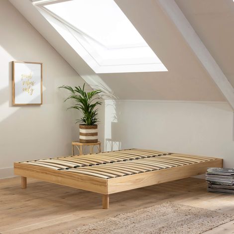 Terre De Nuit – Sommier tapissier en bois massif 160x200 cm – Épaisseur 27 cm avec pieds – Compatible tous matelas – Montage facile avec notice (1/5)