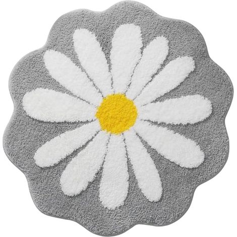 Tapis de bain absorbant en polyester, 40 x 40 cm, gris, motif fleurs, à séchage rapide et antidérapant, idéal pour la salle de bain, la douche et la baignoire (1/4)