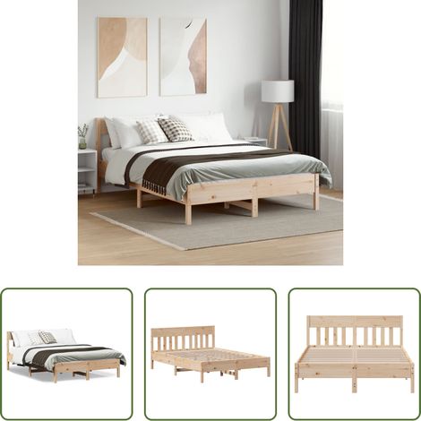 Sommeil -  Cadre de lit sans matelas 160x200 cm bois massif de pin (1/5)