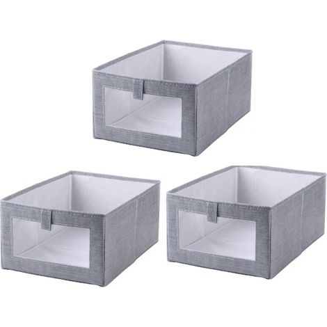 Boîte de Rangement,3 Pack Caisses de Rangement, Boîte Range pour Vêtement, Jouets, Magazine pour Maison, Bureau, Crèche, Placard, Chambre à Coucher (1/5)