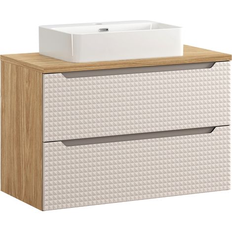 Mobile bagno con lavabo Mallory beige e marrone 90cm