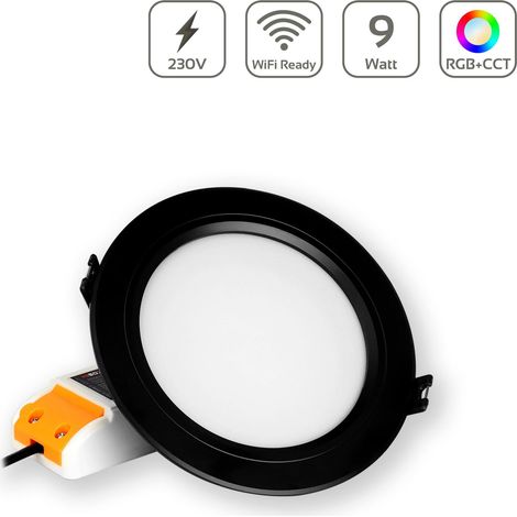 MiBoxer RGB+CCT LED Einbaustrahler rund 9W Ø138mm 2.4GHz WiFi ready FUT061 - Farbe: schwarz