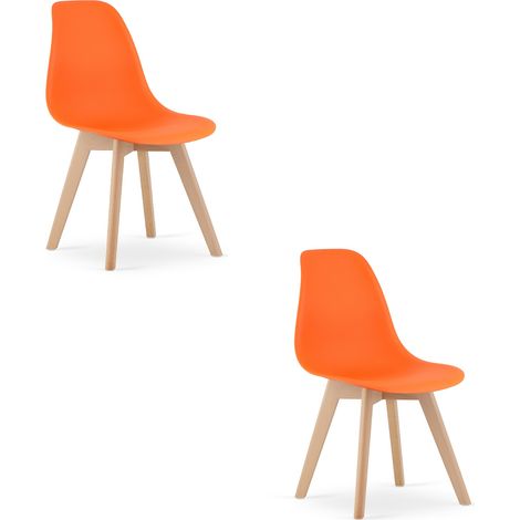 Silla KITO naranja / patas naturales x 2 (1/5)