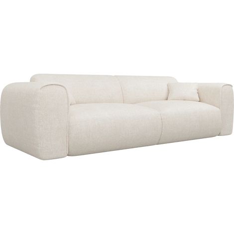 Canapé 4 places convertible express en tissu texturé beige - Couchage 160 cm - Matelas 13 cm mémoire de forme POGNIA (1/5)