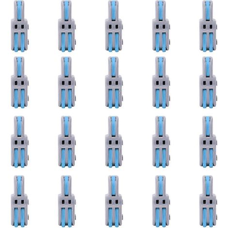 20 Stück Schnellanschlussklemmenblock 1 Eingang 2 Ausgänge Drahtverbinder T-Form PushType Verdrahtungsverteiler SPLF12A (Blau)