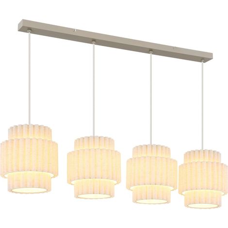 Pendelleuchte Hängeleuchte Esszimmerlampe Sand Textil Metall 4-flammig H 150 cm (1/5)