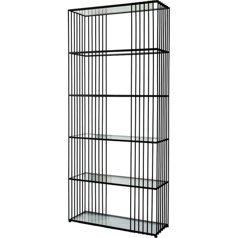 Alto Shelf Unit with Glass Shelves - L27 x W80 x H179 cm - Black