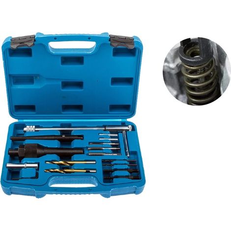 Kit di attrezzi per la rimozione delle candelette, struttura in acciaio ad alta resistenza, punte da trapano da 8 mm e 10 mm, adatto a vari veicoli, set completo di accessori, rimozione efficiente del (1/5)