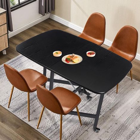 Dreifach Klappbarer, Mobiler Esstisch FüR Den Hausgebrauch Mit Sechs Rollen, 100 Kg Tragkraft, 120 X 80 cm GroßE Tischplatte, Multifunktionaler Tisch