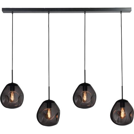 Lampe suspendue Lava 4x verre à fumée Ø 24cm - 2761-05-130-4-05-61