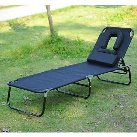 Chaise longue pliante de jardin SUN - noir (1/4)