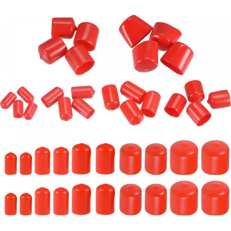 48Pcs Rond Extrémité Bouchons 7mm 10mm 12mm 20mm 22mm Rouge (1/5)