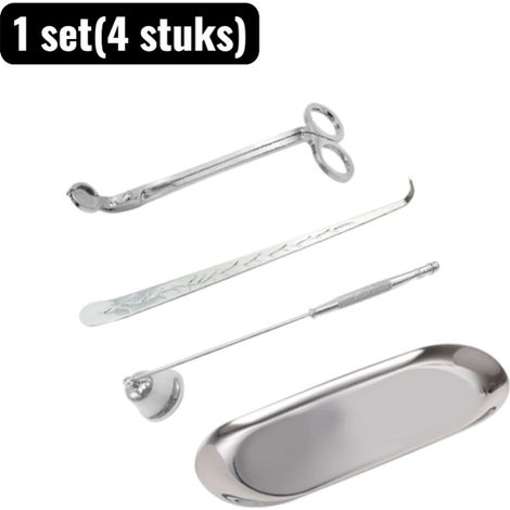 1 ensemble (4 pièces) : éteignoir à bougie, porte-bougies chauffe-plat, accessoires pour bougies parfumées (ciseaux à bougie, crochets à mèche, abat-jour et plateau), idéal pour les bougies parfumées (1/3)