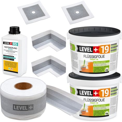 LEVEL+ Dichtset für Duschabdichtung Bad Dichtband Flüssigfolie 4kg SET508 (1/4)