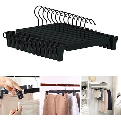 10 cintres antidérapants, clips réglables, crochets pivotants à 360 ° pour suspendre-noir (1/5)