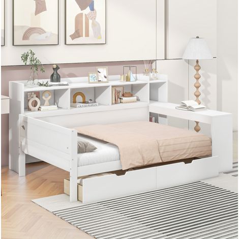 letto contenitore 90x200 con scrivania USB bianco HAVRYA (1/5)