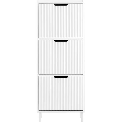 SoBuy Mobiletto portascarpe scarpiera mobile ingresso salvaspazio Regolabili Bianco 50x19x130cm 3 ante FSR177-H-W (1/5)
