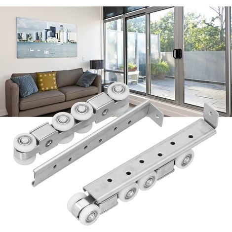 Roue de suspension silencieuse à double trou en acier inoxydable pour porte coulissante, outil de suspension de rail (1/5)