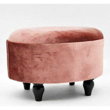 Oval Footstool - Velvet - L27 x W40 x H30 cm - Pink