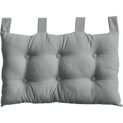 Coussin Tête de Lit Uni "Panama" 70cm Gris Clair