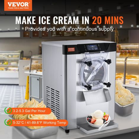 Sorbetière Commerciale Rendement 12 L/h, Turbine à Glace 1295 W Saveur Unique, Machine à Glace Électrique Cylindre en Inox de 4,5 L… (1/5)