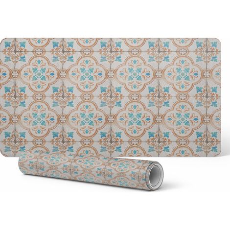 Alfombrilla protectora de escritorio con gr谩ficos, dise帽o retro de mosaico, 120x60 cm.