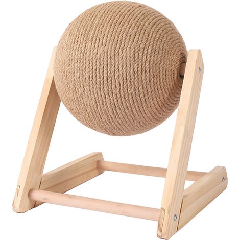 Jouet à gratter pour chat, boule à gratter en bois de Sisal en forme de L, animal de compagnie interactif pour broyer les griffes, jouer petit (1/5)