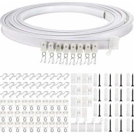 KZQ 5 Mètres Rail de Plafond Pliable Rail de Rideau Incurvé Montage de Rideau de Plafond Flexible Rail de Fenêtres Courbes pour Rail de Rideau avec Système de Rail Rideau Lit Diviseur, Rail de Plafond (1/5)
