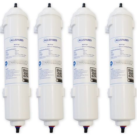 Filtro de agua AllSpares (4 uds.) para refrigeradores compatibles con Samsung DA29-10105J / HAFEX/EXP / EF-9603 / WSF-100, LG 5231JA2010B / ADQ73693903 / ADQ736939 y WPRO USC100 (1/3)