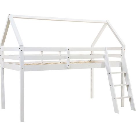 Jinsen Mid Sleeper Single Bed - Wood - L198 x W130 x H160 cm - White