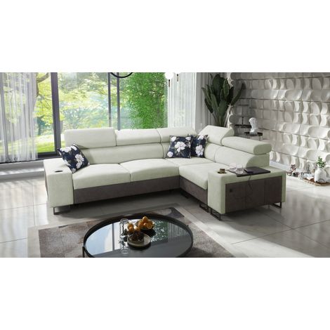 Luxuriöses Ecksofa mit Schlaffunktion MELODY II, für jede Einrichtung Tauro/Freya Graphit/Hellgrün R (1/5)