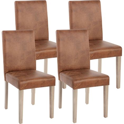 Set 4x sedie Littau tessuto soggiorno cucina sala da pranzo 43x56x90cm effetto scamosciato piedi color rovere (1/5)