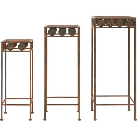 Plant Stand Set 3 Pieces Vintage Style Metal Rusty vidaXL