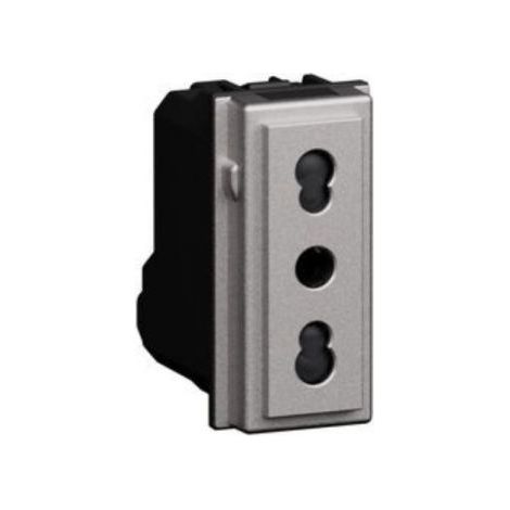 BTicino Living NOW Presa bipasso STEEL 2P+T 10/16A 250Vac - KS4180