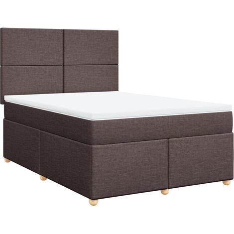 Maison Exclusive - Cama box spring con colchón tela marrón oscuro (1/5)