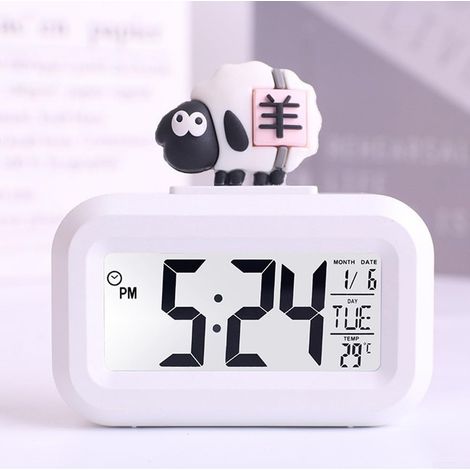 Réveil pour enfants, horloge musicale dessin animé, gestion du temps, rappel de bureau, réveil pour chambre à coucher, étude, travaux (mouton) (1/5)