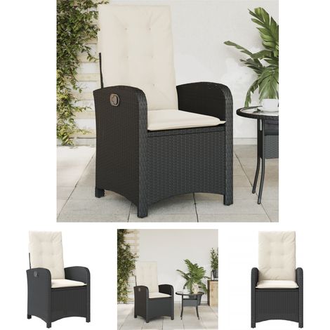 The Living Store Gartensessel Verstellbar mit Kissen Schwarz Poly Rattan - Gartenstühle (1/5)