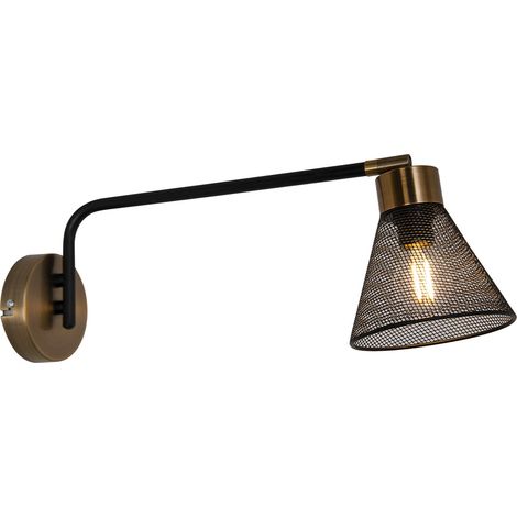 Applique murale moderne Garvin métal noir et laitonnée compatible LED (1/3)