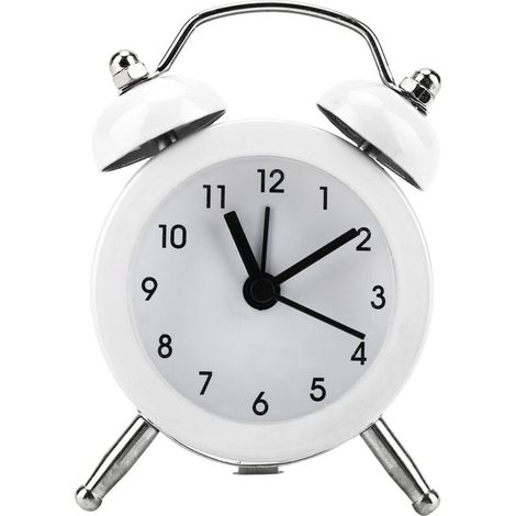 Mini reloj despertador digital portátil de metal de 7,6 cm con pilas – Blanco, ideal para estudiantes.
