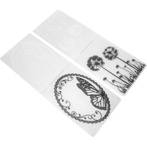 Set de 2 Pochoirs Gravure Pissenlit Papillon pour Album Scrapbooking, Gabarit Cartes Artisanat Décoration (1/5)