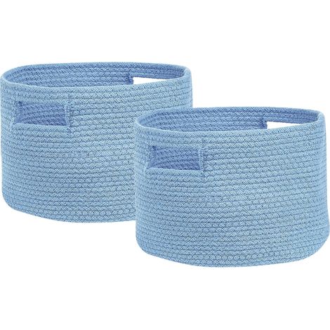 Conjunto de 2 cestas de algodón azul claro 20 cm trenzado accesorio Chiniot