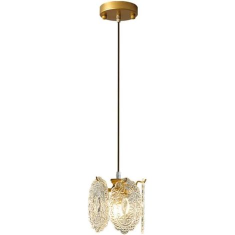 Vintage E27 Pendant Light Fixture, Classic Etched Clear Glass Shade, Small Retro Hanging Lamp Finish for Kitchen, Living Room, Bedroom, Cafe [Energy Class E] (1/4)