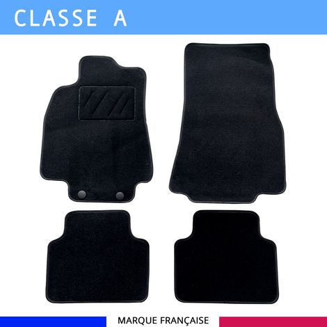 Tapis de sol voiture - Sur mesure pour  Mercedes CLASSE A (10/2004-09/2012) - Moquette Antidérapante - Clips et Scratch - 4 pièces (1/4)